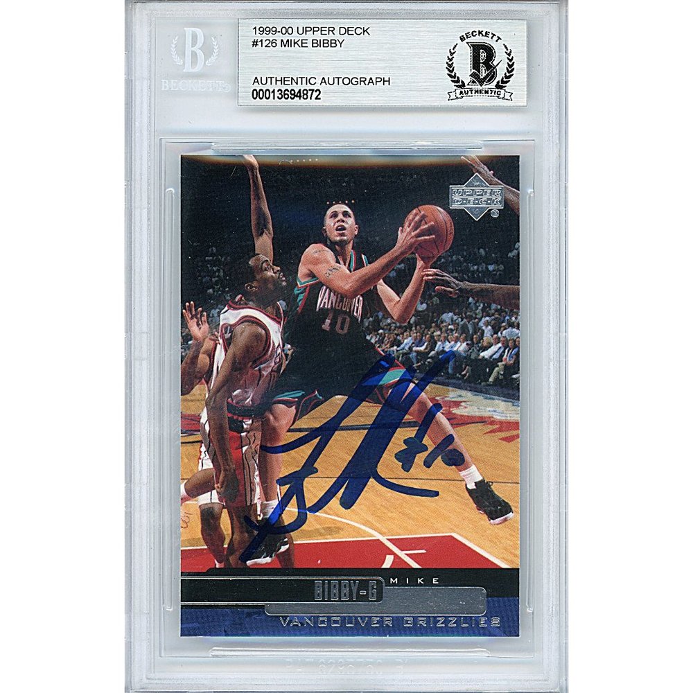 Mike Bibby Signed Grizzlies 1999-00 Upper Deck Basketball Card Beckett Autograph